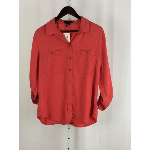 Sanctuary Women's Relaxed Fit Button-Front Blouse, Red, S - Picture 1 of 2